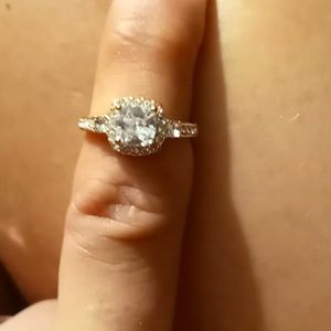 Rose gold white sapphire cushion setting